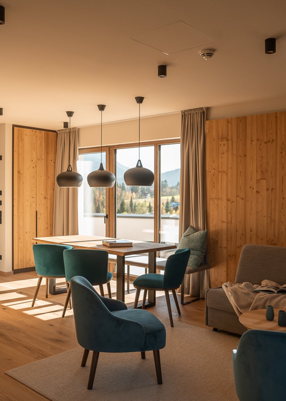 großzügiger Wohnraum der Suite Fortuna Wellness Deluxe großzügiger Wohnraum der Suite Fortuna Wellness Deluxe